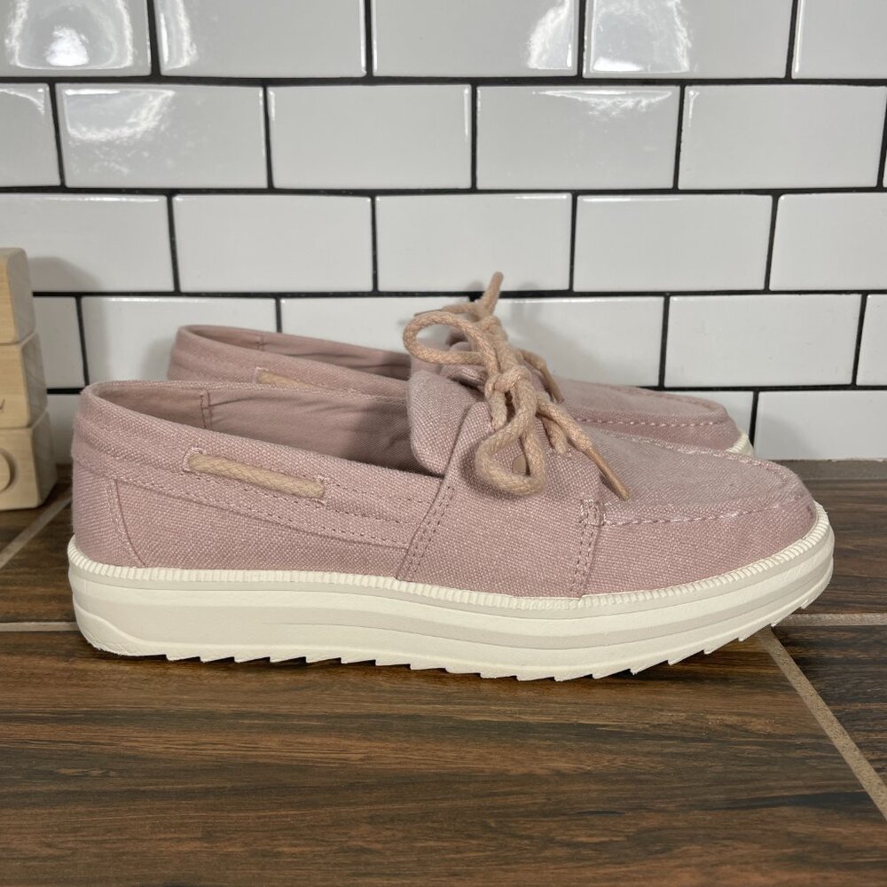 Sperry Cruise Plushstep Boat Shoes Womens Size 7.5 Light Pink 2 Eye Platform Moc - Picture 4 of 13